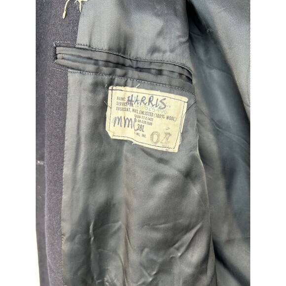 Vintage US Navy Wool Overcoat Pea Coat Black Military USA Sz 38 L - Picture 8 of 9